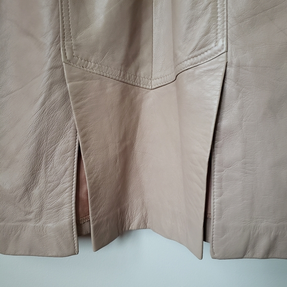 LUXURY VINTAGE Dominic Bellissimo Genuine Leather Dusty Rose Dress - Picture 12 of 16